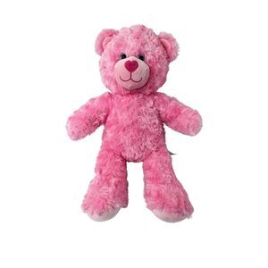 BUILD A BEAR Pink Teddy Bear 16" Plush Stuffed Animal Firm Cuddly Toy Gift
